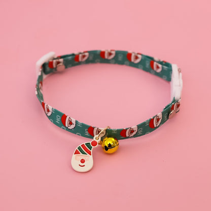 Christmoo - Christmas Bell Charm Cartoon Print Cat Collar