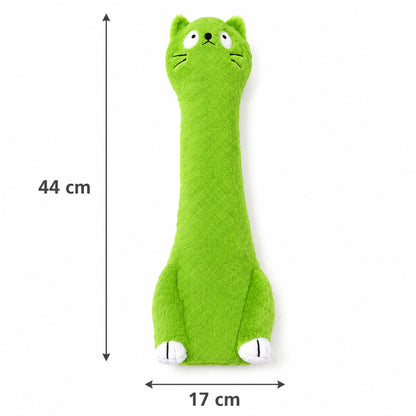 Petkin Green Cat Plush Dog Toy