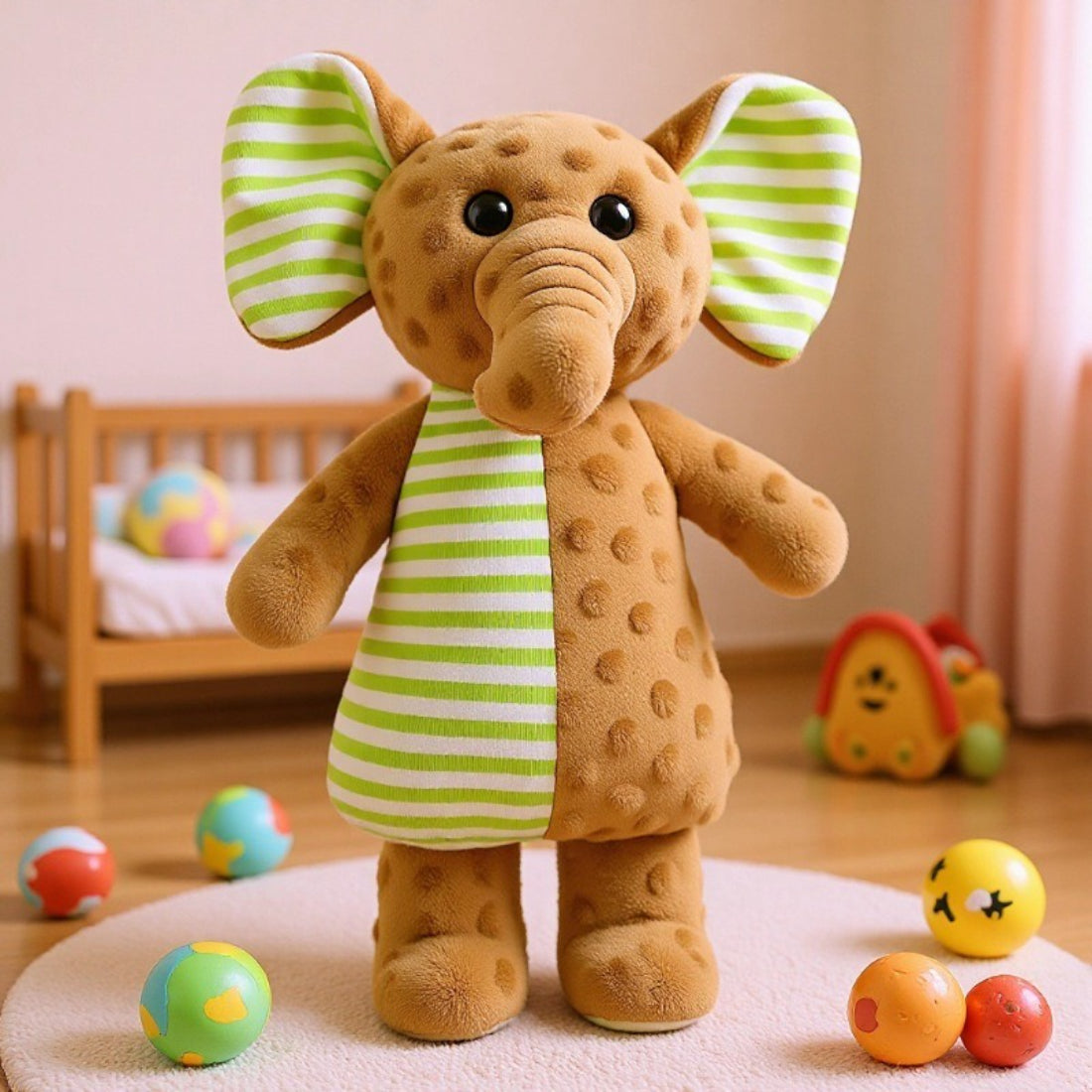 Side view of Petkin textured animal dog plush toy highlighting its shape and texture