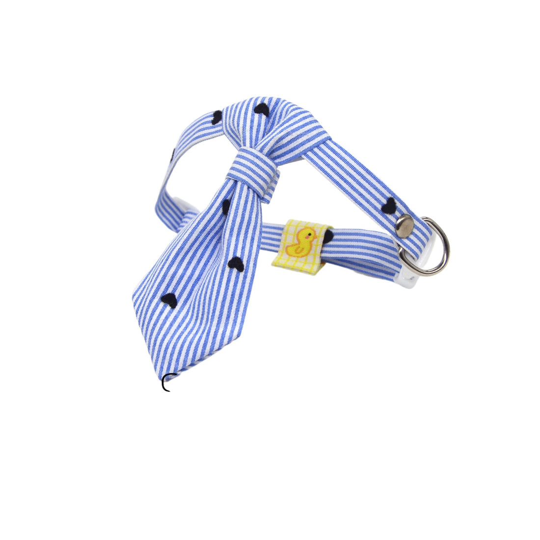 Mokka striped tie cat collar displayed flat with breakable safety feature visible