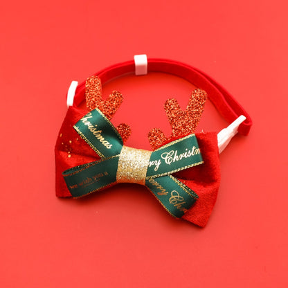 Christmoo - Christmas Bow Reindeer Cartoon Cat Collar