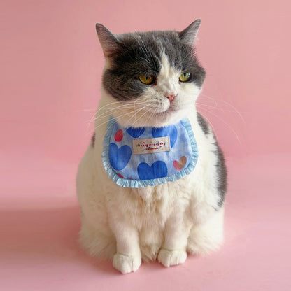 Mokka - Heart Print Tie On Cat Bib