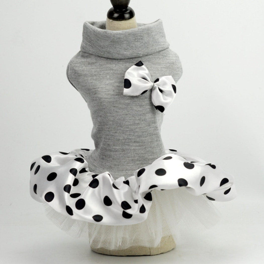 Ozzie - Polka Dot Bow Ruffle Hem Dog Dress Outfit