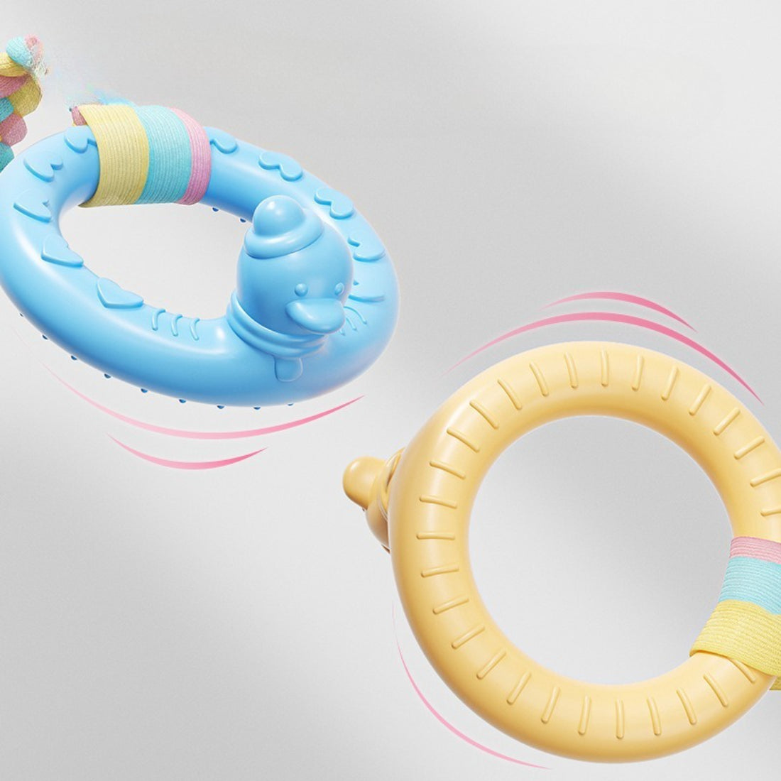 Petkin Rubber Ring Rope Tug Dog Toy displayed on white background