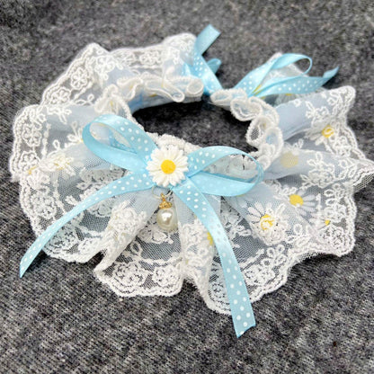 Mokka - Daisy Lace Ruffle Bow Pet Collar