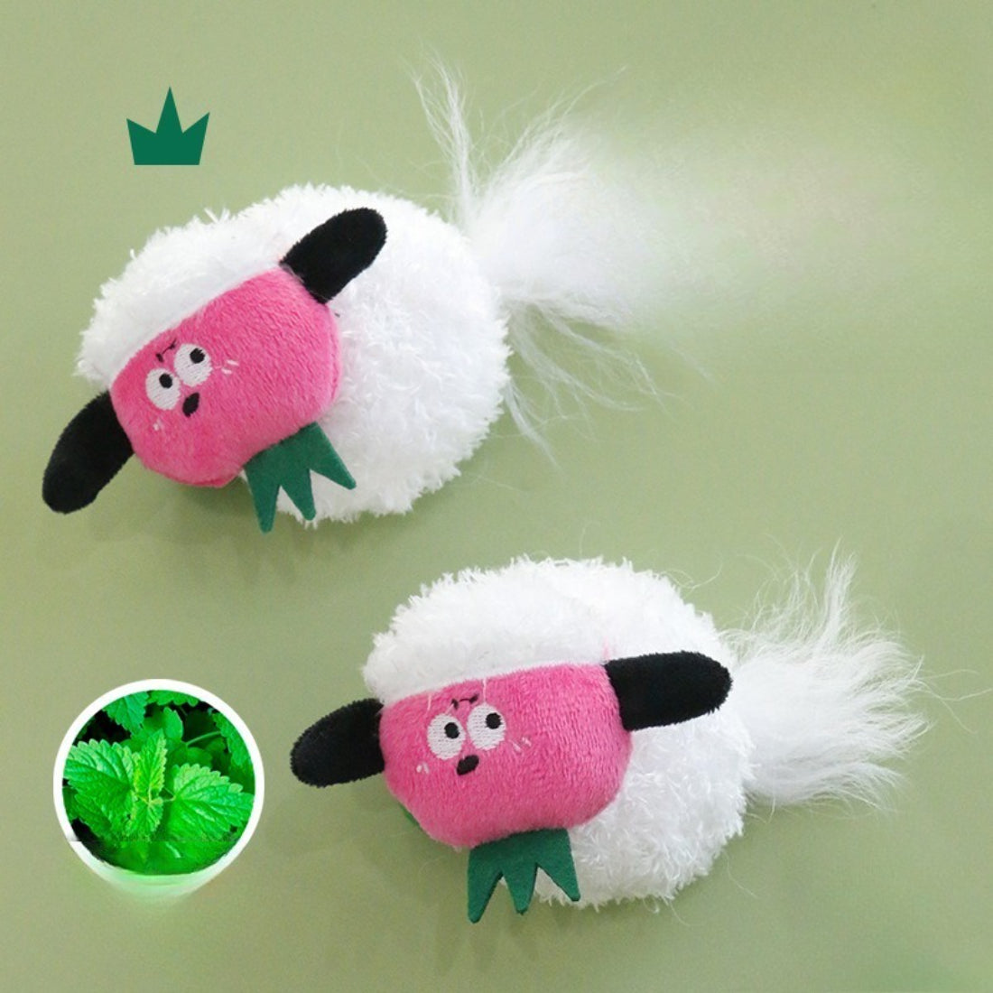 Close-up of Petkin sheep plush dog toy highlighting soft texture