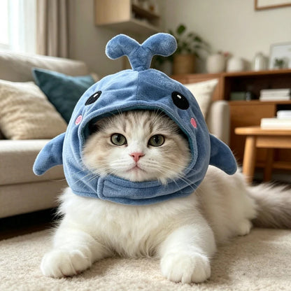 Ozzie - Blue Whale Costume Hat for Cats