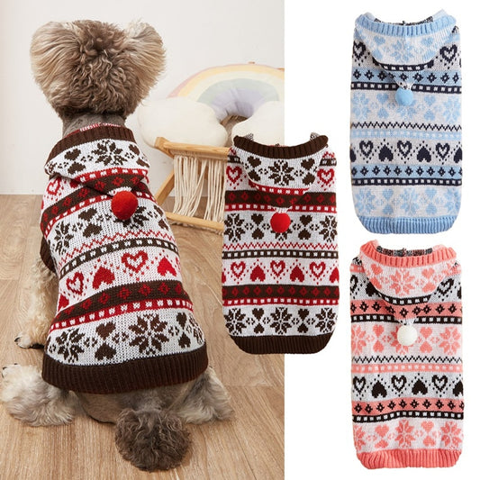 Ozzie - Heart Snowflake Knit Look Pet Sweater