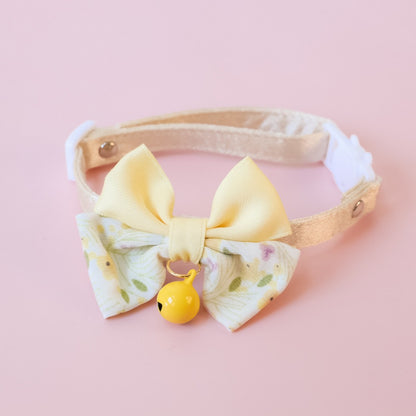 Mokka - Floral Double Bow Cat Collar – Soft, Adjustable, and Adorably Elegant