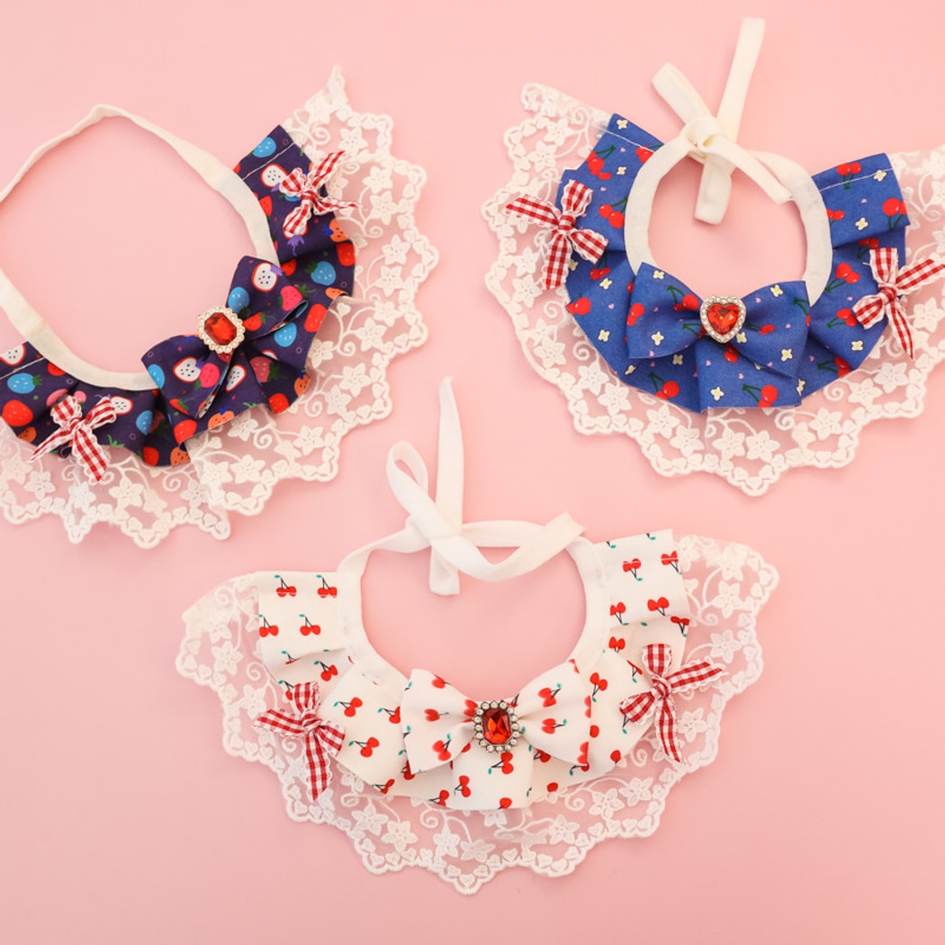 Mokka - Cherry Lace Bow Cat Collar Collar
