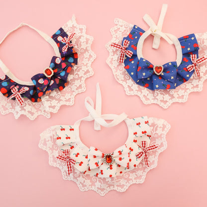 Mokka - Cherry Lace Bow Cat Collar Collar
