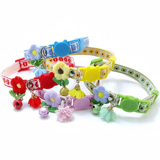 Mokka Floral Charm Cat Collar displayed on a white background
