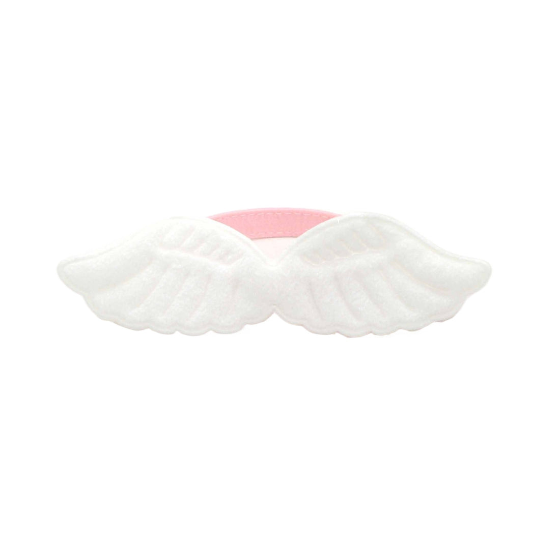 Detailed shot of angel wing embellishment on Mokka Cat Collar with stitching details
