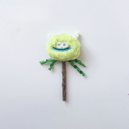 Moo cute monster cat stick toy displayed on white background with vibrant colors