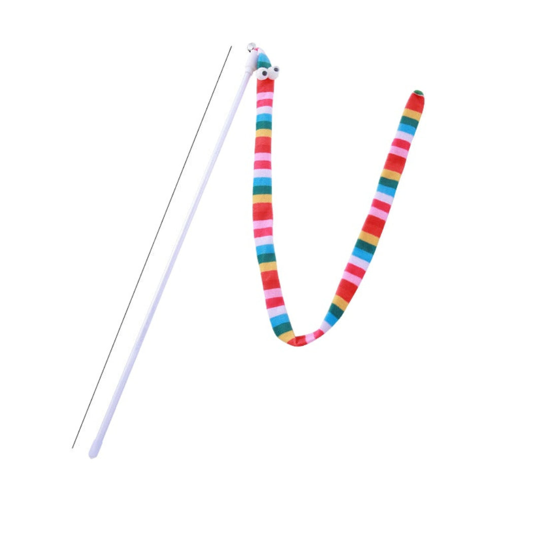 Moo - Fuzzy Striped Wand Cat Toy