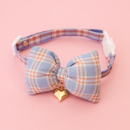 Mokka - Plaid or Polka Dot Bow Bell Pet Collar