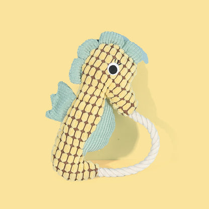 Petkin - Interactive Plush Seahorse Squeaky Dog Toy