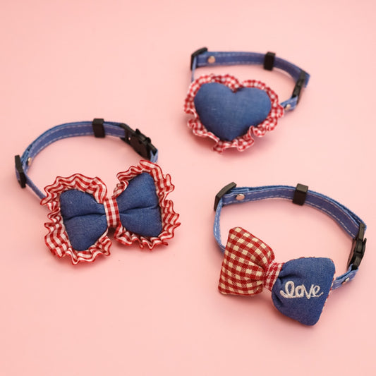 Mokka - Bow and Heart Adjustable Cat Collar