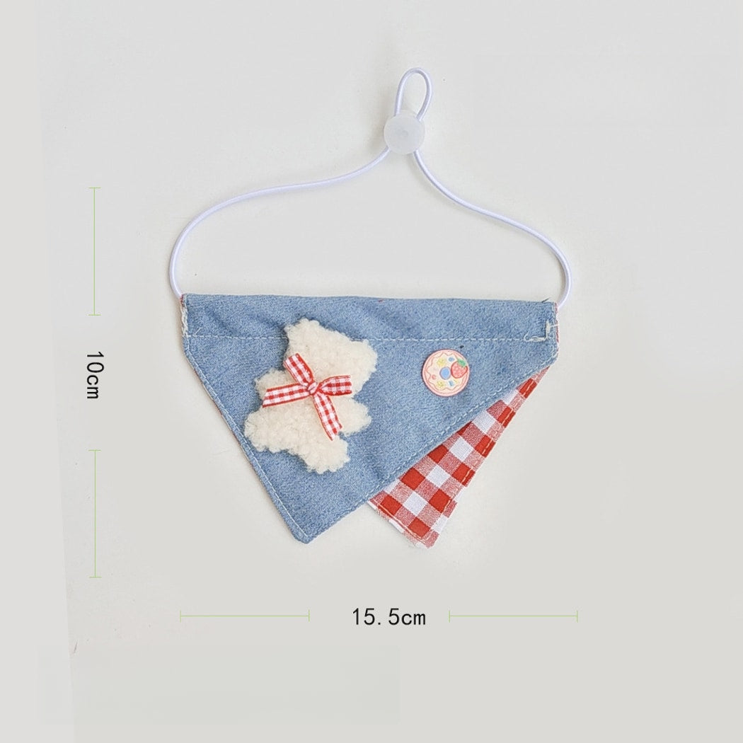 Mokka - Denim Style Plaid Pet Bandana Collar