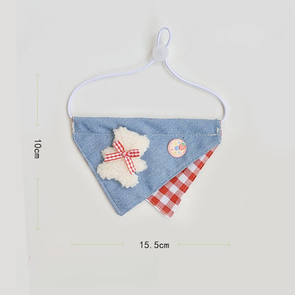 Mokka - Denim Style Plaid Pet Bandana Collar