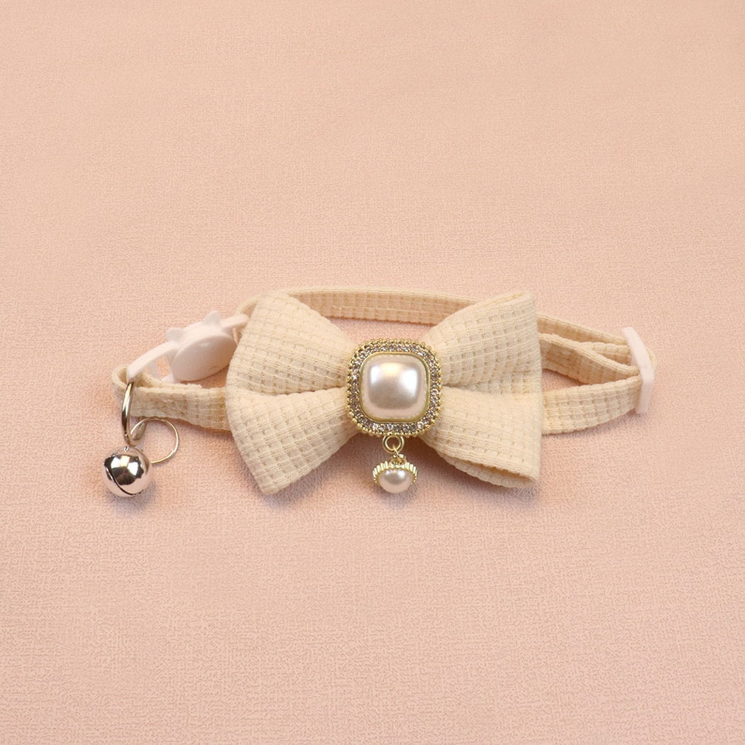 Mokka - Chic Solid Color Bow Cat Collar