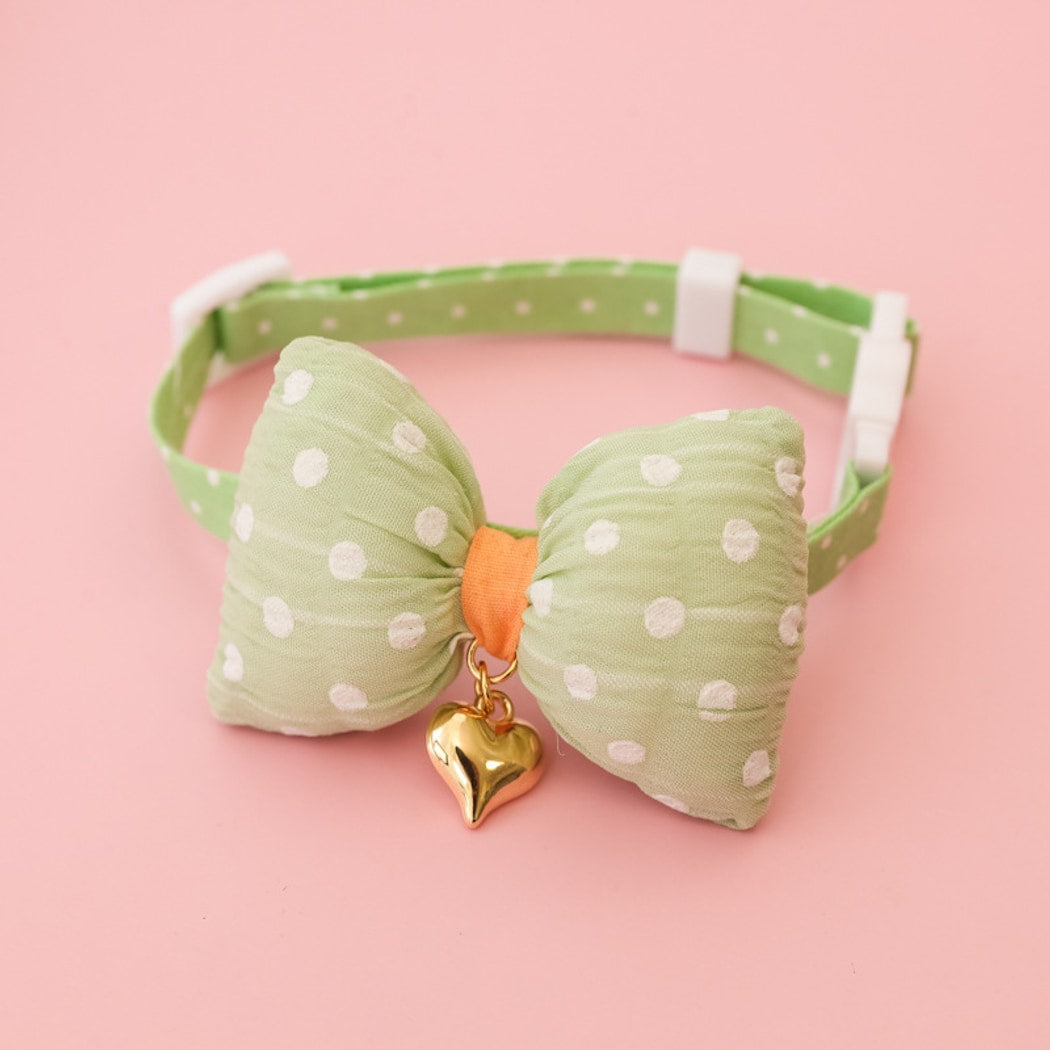 Mokka - Plaid or Polka Dot Bow Bell Pet Collar