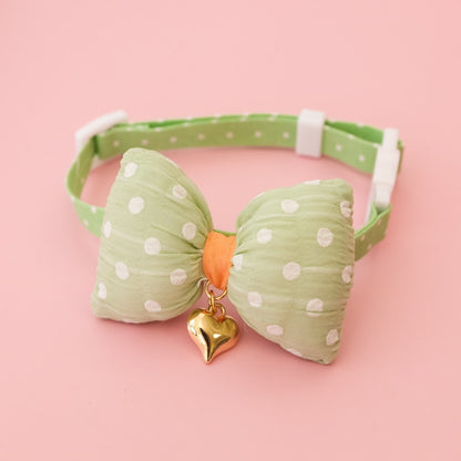 Mokka - Plaid or Polka Dot Bow Bell Pet Collar