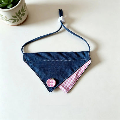 Mokka - Check Button Detail Bib Pet Neckwear