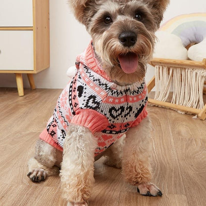 Ozzie - Heart Snowflake Knit Look Pet Sweater
