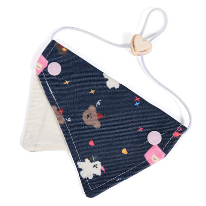 Mokka cat bandana collar with cartoon print arranged to show full design