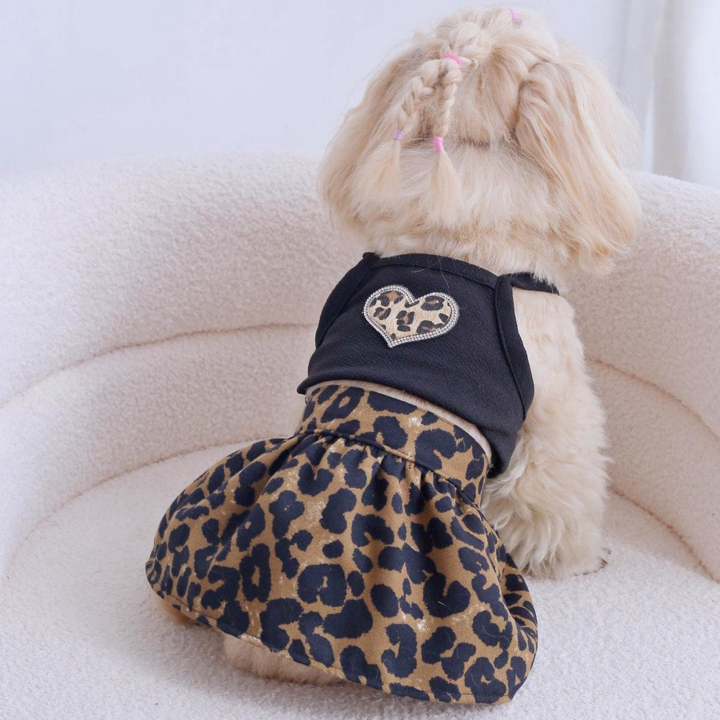 Ozzie - Heart Detail Leopard Print Pet Dress