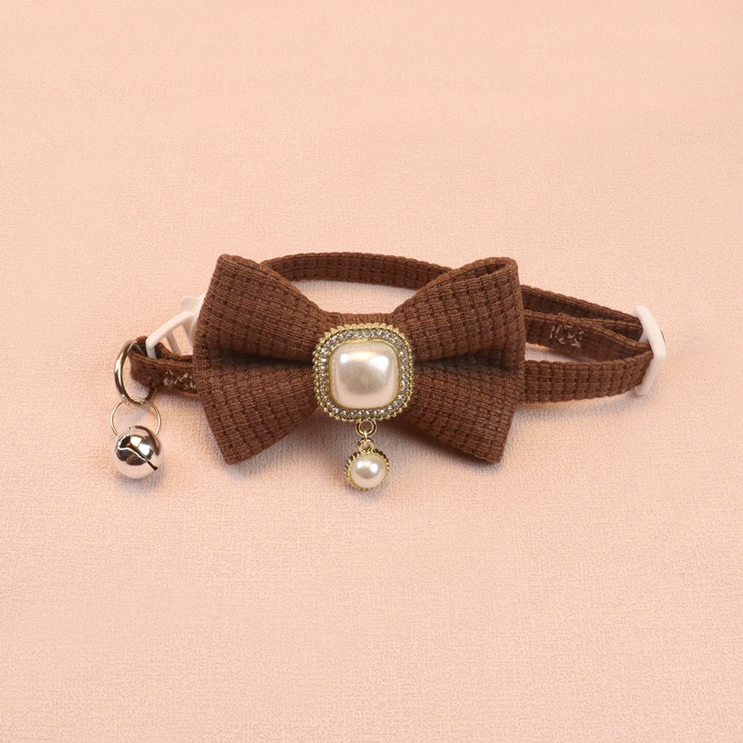 Mokka - Chic Solid Color Bow Cat Collar