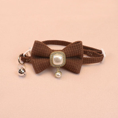 Mokka - Chic Solid Color Bow Cat Collar