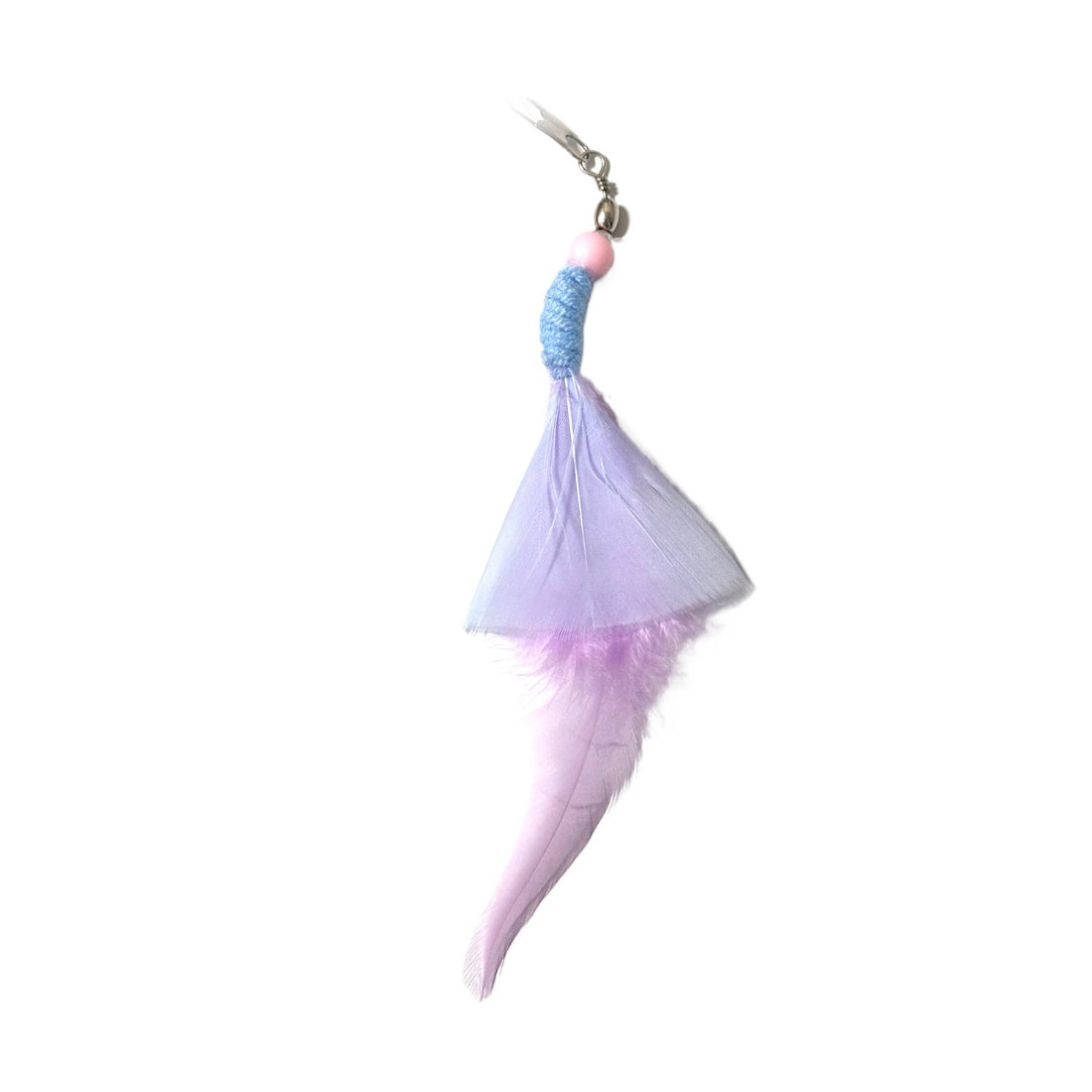 Moo Interactive Feather Cat Teaser held by a hand against a white background
