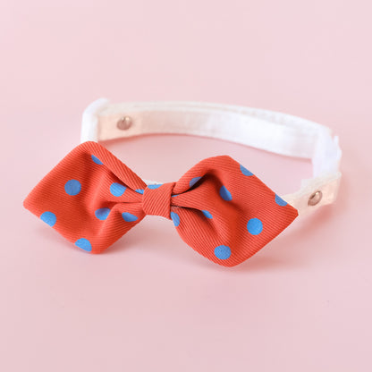 Mokka Polka Dots Bowtie Collar close-up focusing on fabric texture and pattern