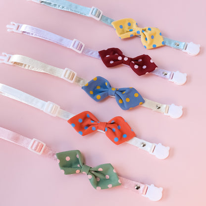 Mokka Polka Dots Bowtie Collar displayed flat with visible polka dot pattern