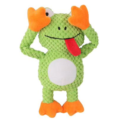 Petkin - Plush Frog Dog Toy with Squeaker
