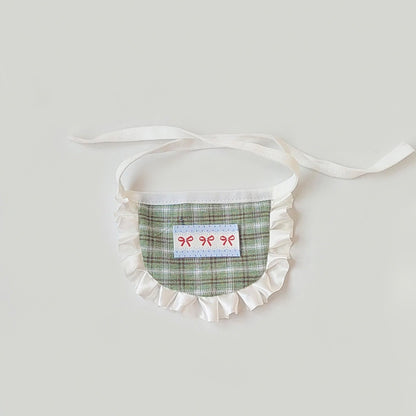 英伦纯色格子宠物口水巾中小型狗狗泰迪衣服装饰围兜拍照饰品围脖