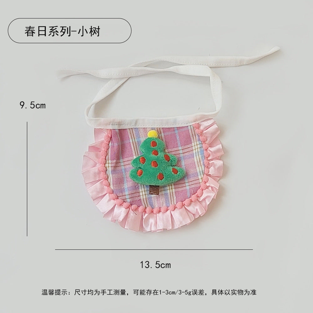 春日系列宠物口水巾可爱甜美狗狗围脖猫咪小围嘴宠物装饰配饰围巾