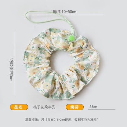 全围棉质清爽宠物卡通围巾布偶约克夏围兜猫咪狗狗碎花口水巾