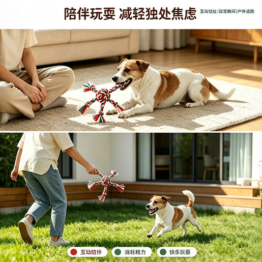 跨境狗狗玩具飞碟球宠物用品狗狗清洁牙齿绵绳玩具助力成长玩伴