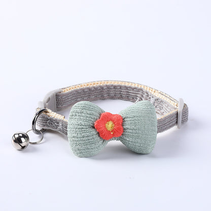 Close-up of Mokka adjustable cat collar bowtie showing bowtie detail