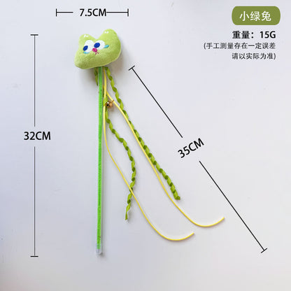 跨境逗猫棒高颜值猫咪卡通流苏铃铛发声互动解闷猫玩具耐抓逗猫杆