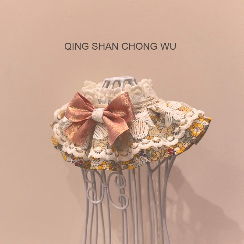 【青衫宠物】原创花边口水巾宠物猫咪狗狗布偶娃娃衣服碎花围脖