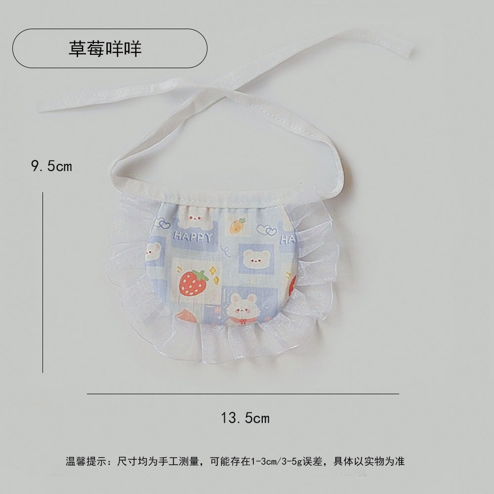 日系印花宠物口水巾跨境可爱猫咪狗狗蕾丝围兜小奶兜宠物饰品围巾