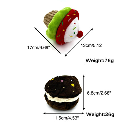 Close-up of Petkin dessert-shaped pet sound toy with textured surface