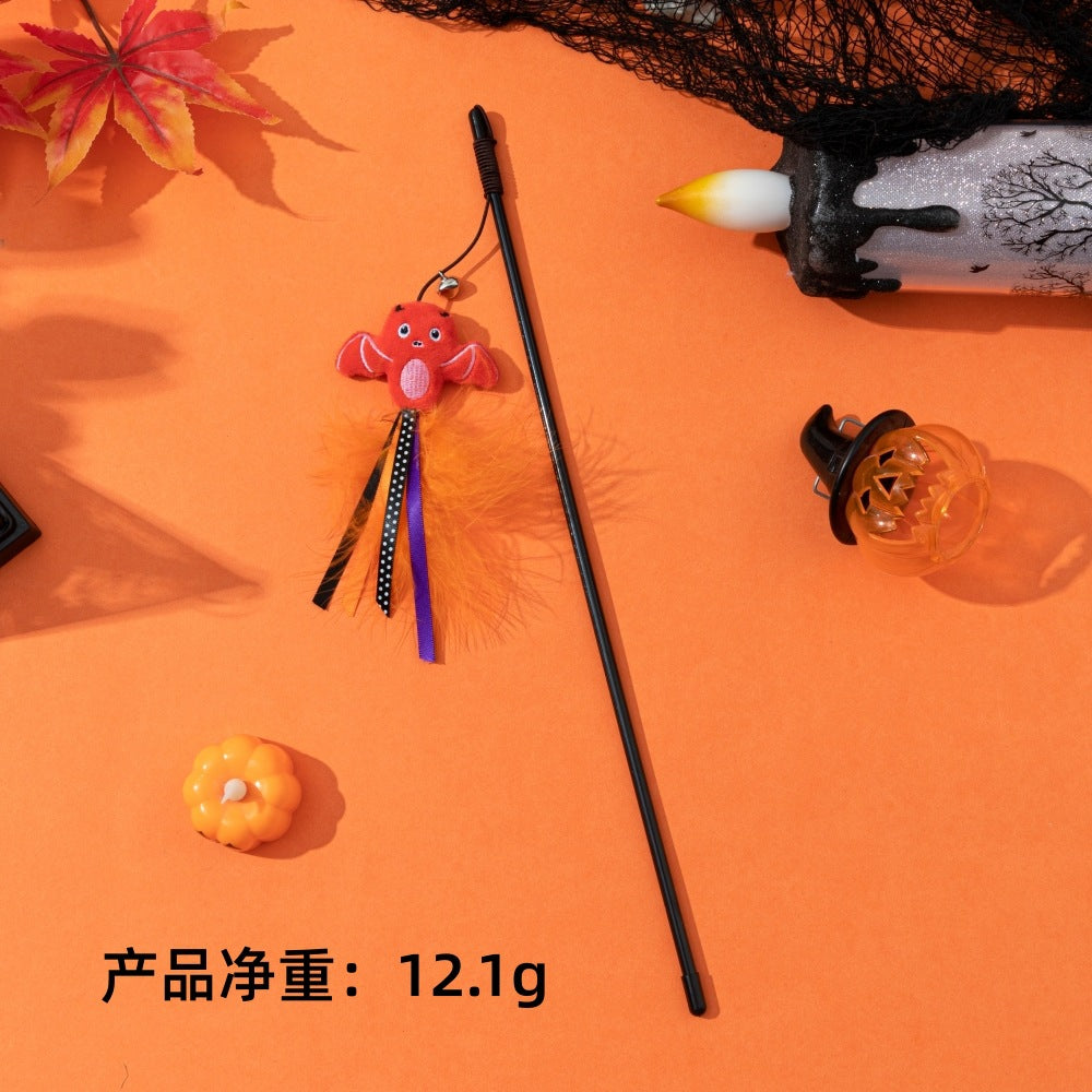 Moo - Bell & Feather Trim cat wand toy