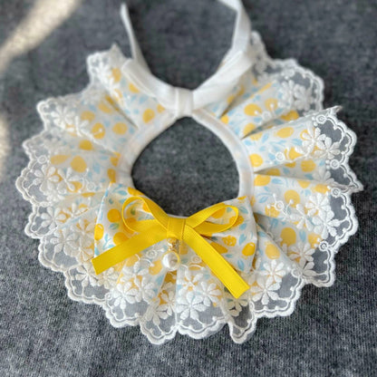 Mokka - Ruffled Floral Lace-Look Bib Pet Neckwear