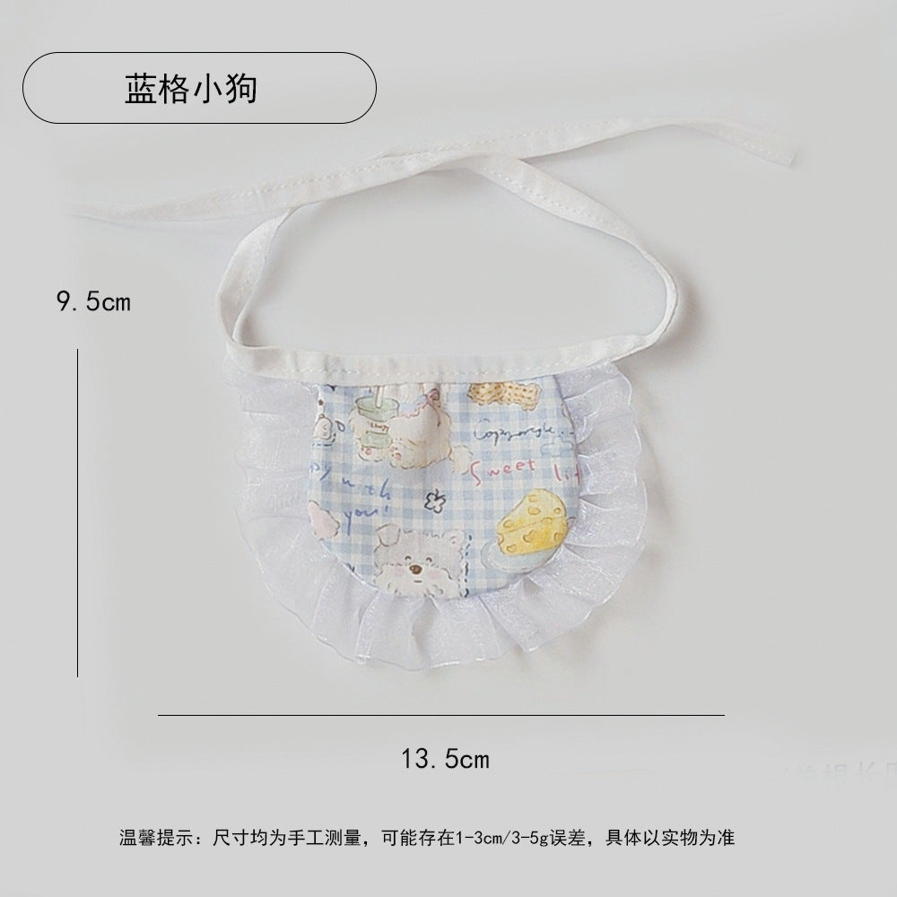 日系印花宠物口水巾跨境可爱猫咪狗狗蕾丝围兜小奶兜宠物饰品围巾