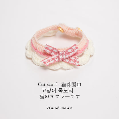 日系甜美猫咪围脖柔软项圈宠物装饰品蝴蝶结小猫围巾项圈狗口水巾